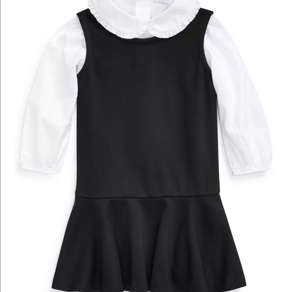 Ralph Lauren Girls Cotton Shirt & Ponte Dress Set